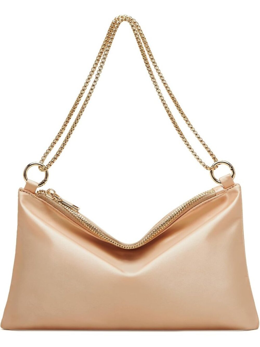 Women's Champagne Satin Purse Prom Wedding Cocktail Evening Shoulder Bag